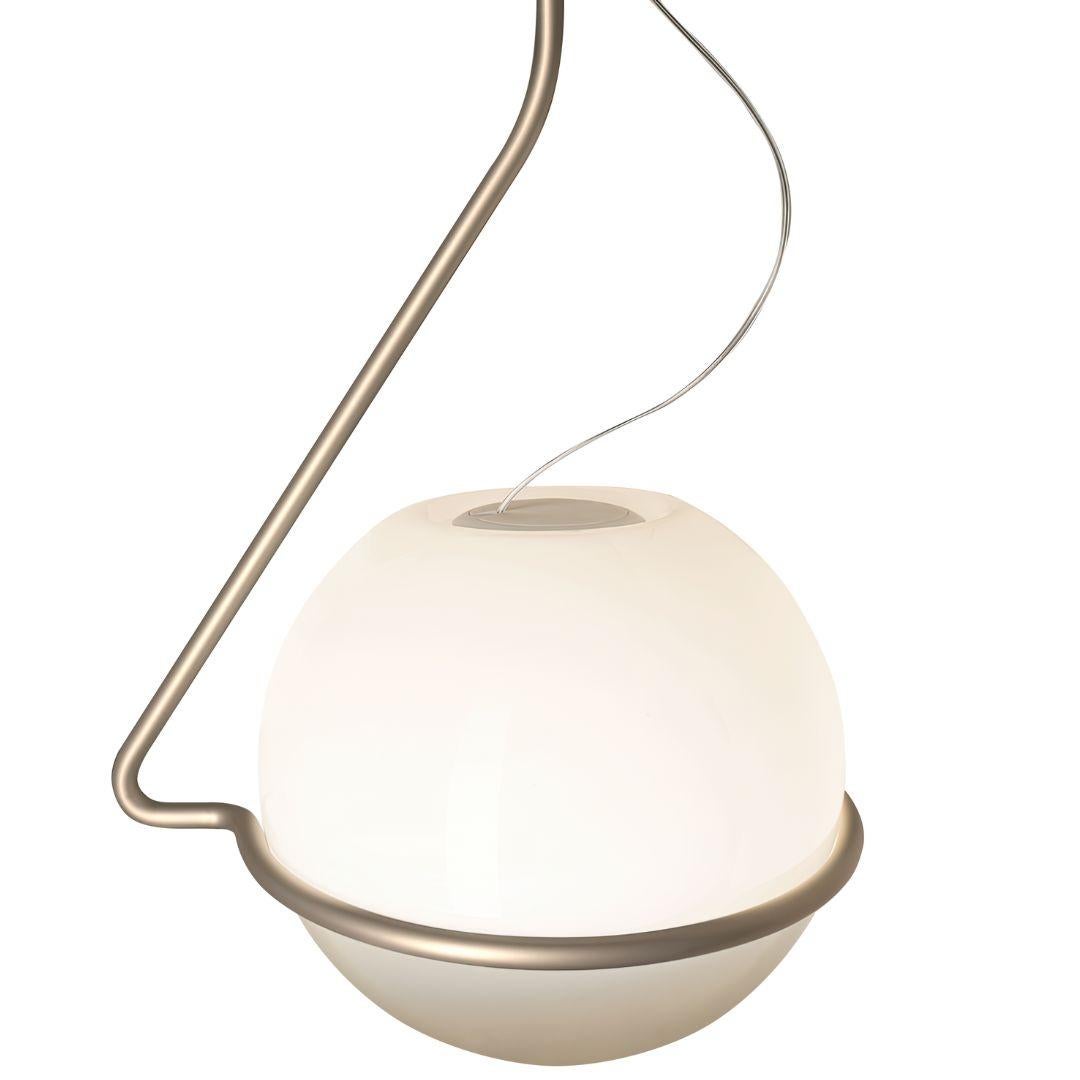 Mid-Century Modern Laviani ‘Tonda Piccolo' Handblown Glass Pendant in Titanium for Foscarini For Sale