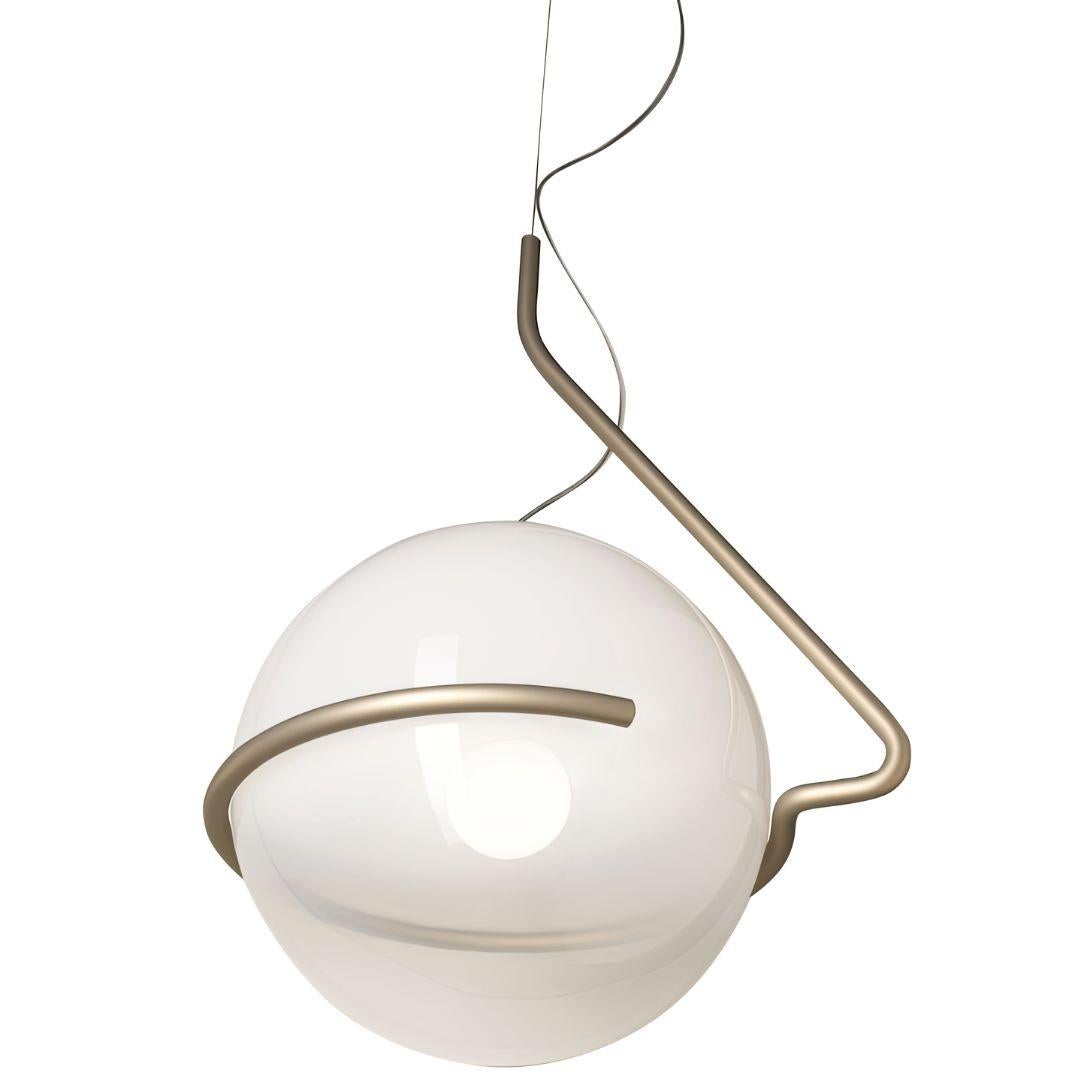 Mid-Century Modern Laviani ‘Tonda Piccolo' Handblown Glass Pendant in Titanium for Foscarini For Sale