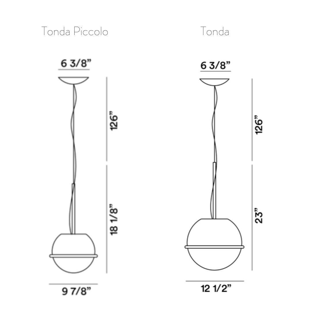 Powder-Coated Laviani ‘Tonda Piccolo' Handblown Glass Pendant in Titanium for Foscarini For Sale
