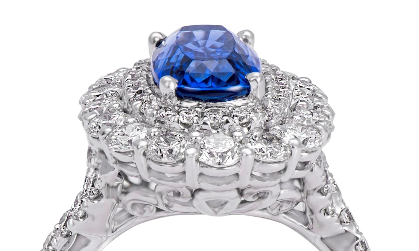 Women's Laviere Blue Sapphire and Diamond Cocktail Ring For Sale