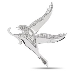Vogelbrosche von Lavin, 18 Karat Weißgold 1,59 Karat Diamant und Onyx