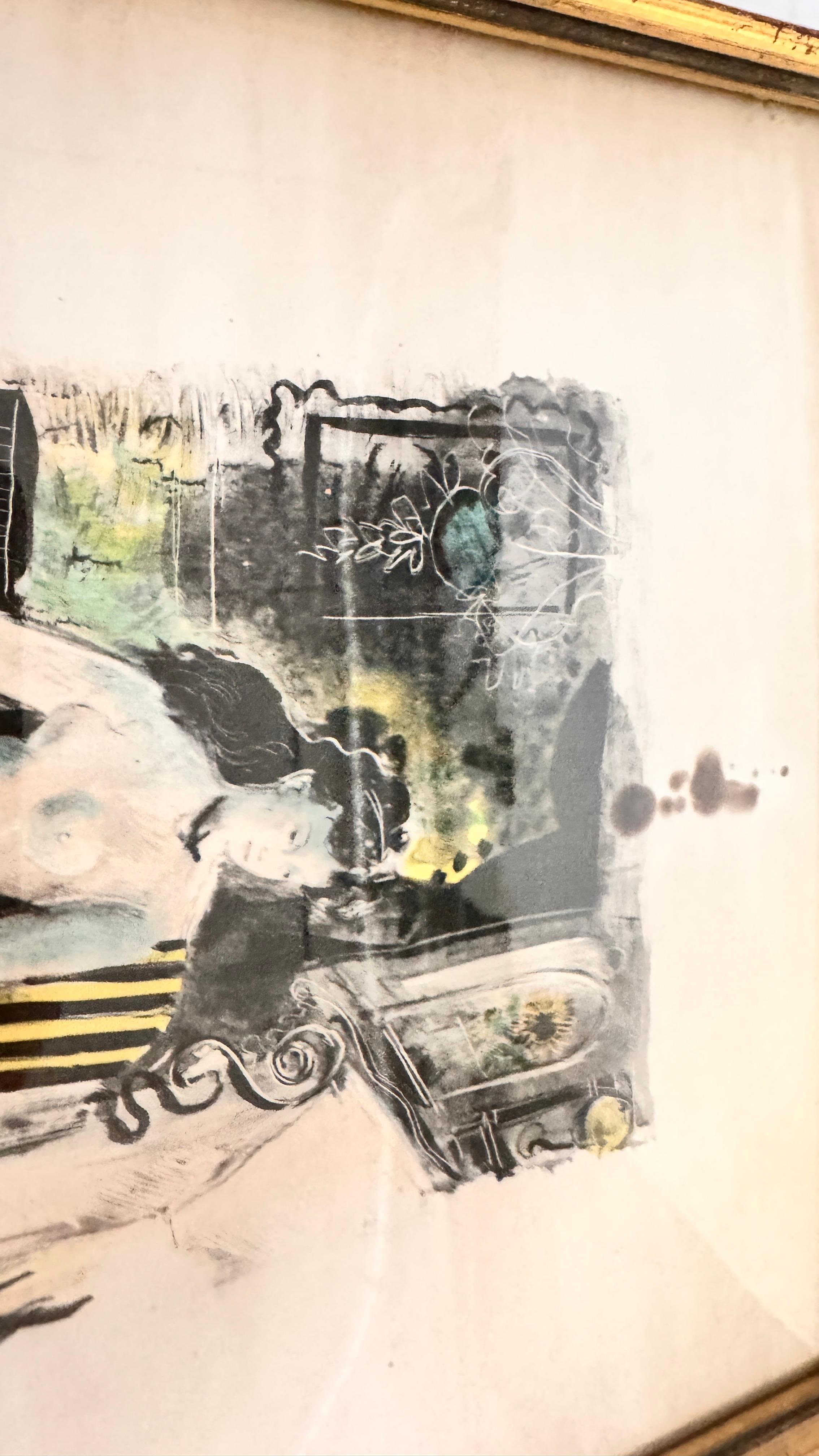Lavis and Pencil Drawing by Emilio Grau Sala – Signed and Annotated – Circa 1950 6