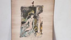 Disegno a Lavis e a matita di Emilio Grau Sala - Firmato e annotato - Circa 1950