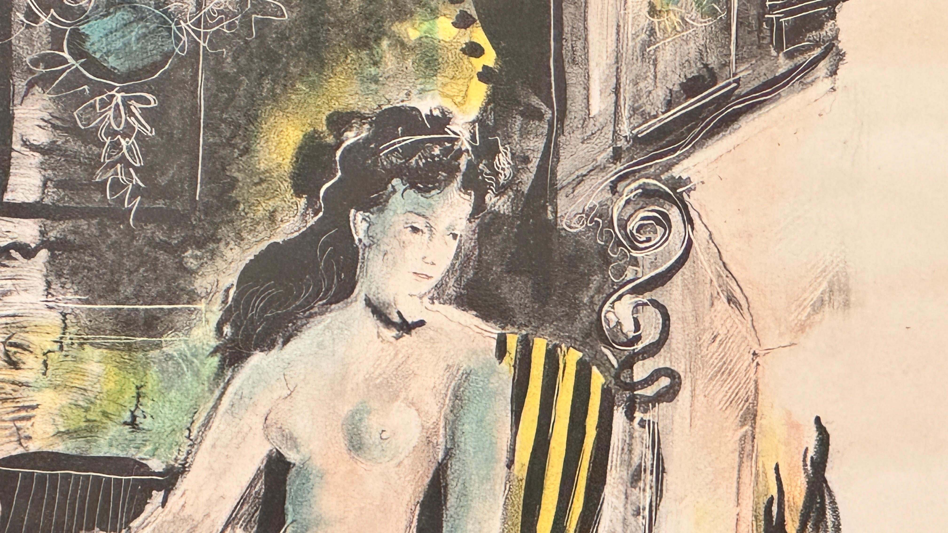 French Lavis and Pencil Drawing by Emilio Grau Sala – Signed and Annotated – Circa 1950 For Sale