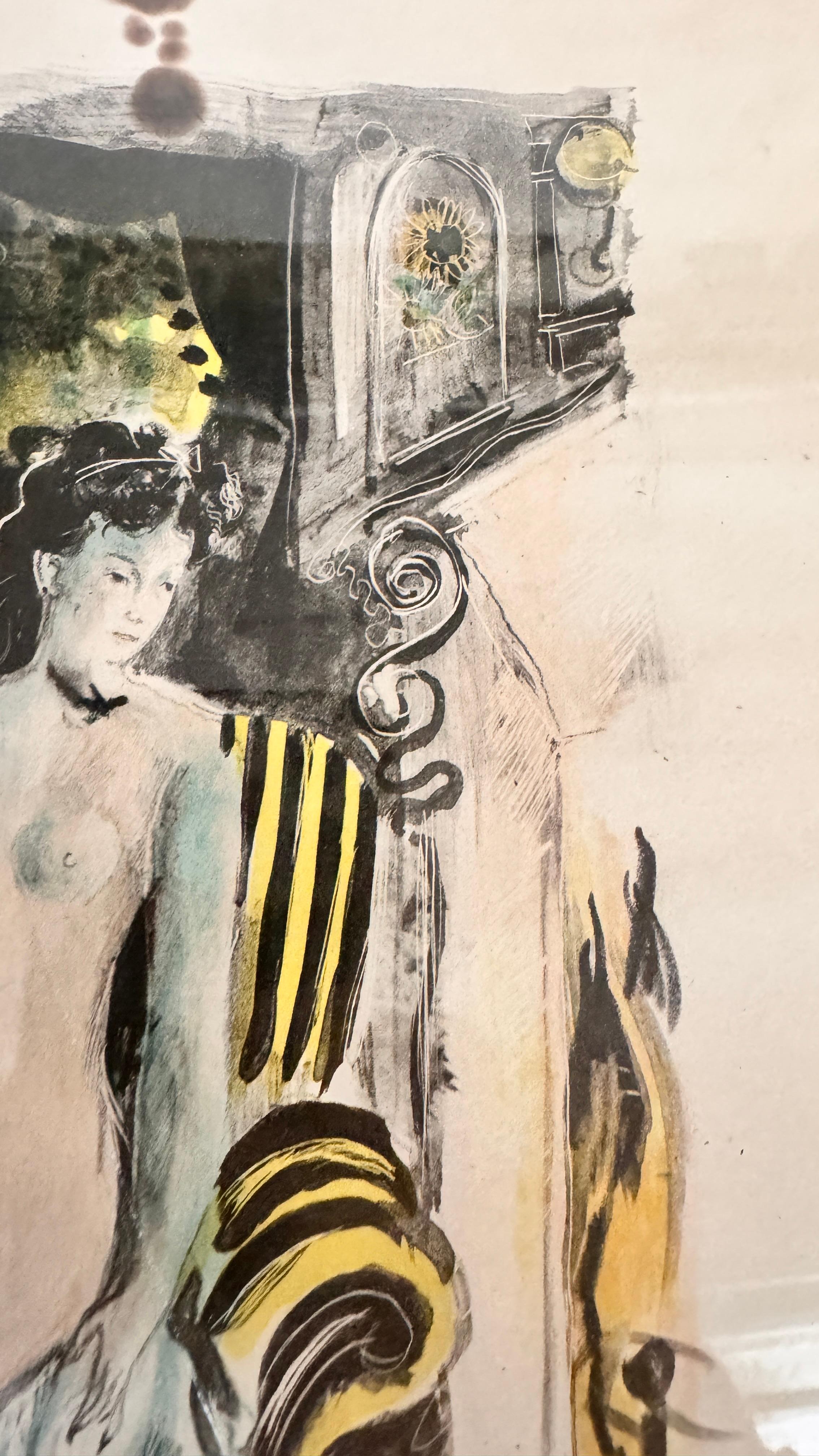 Mid-20th Century Lavis and Pencil Drawing by Emilio Grau Sala – Signed and Annotated – Circa 1950