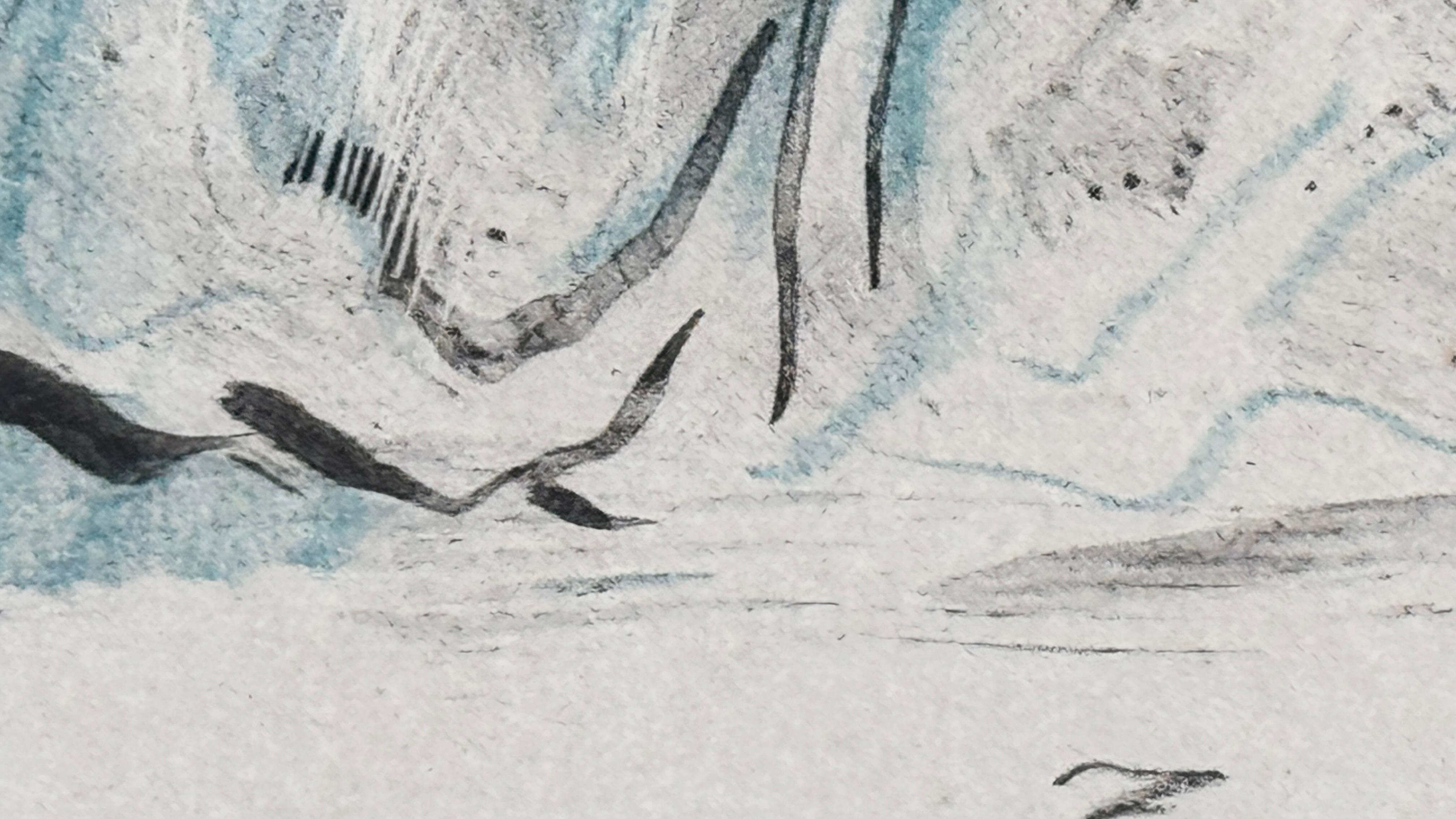 Lavis and Pencil Drawing by Emilio Grau Sala – Signed and Annotated – Circa 1950 For Sale 2
