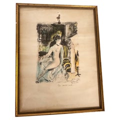 Lavis and Pencil Drawing by Emilio Grau Sala – Signed and Annotated – Circa 1950