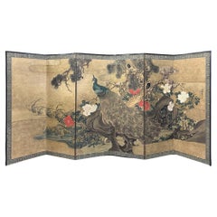 Lavish 19th Century Maruyama School Peacock Screen