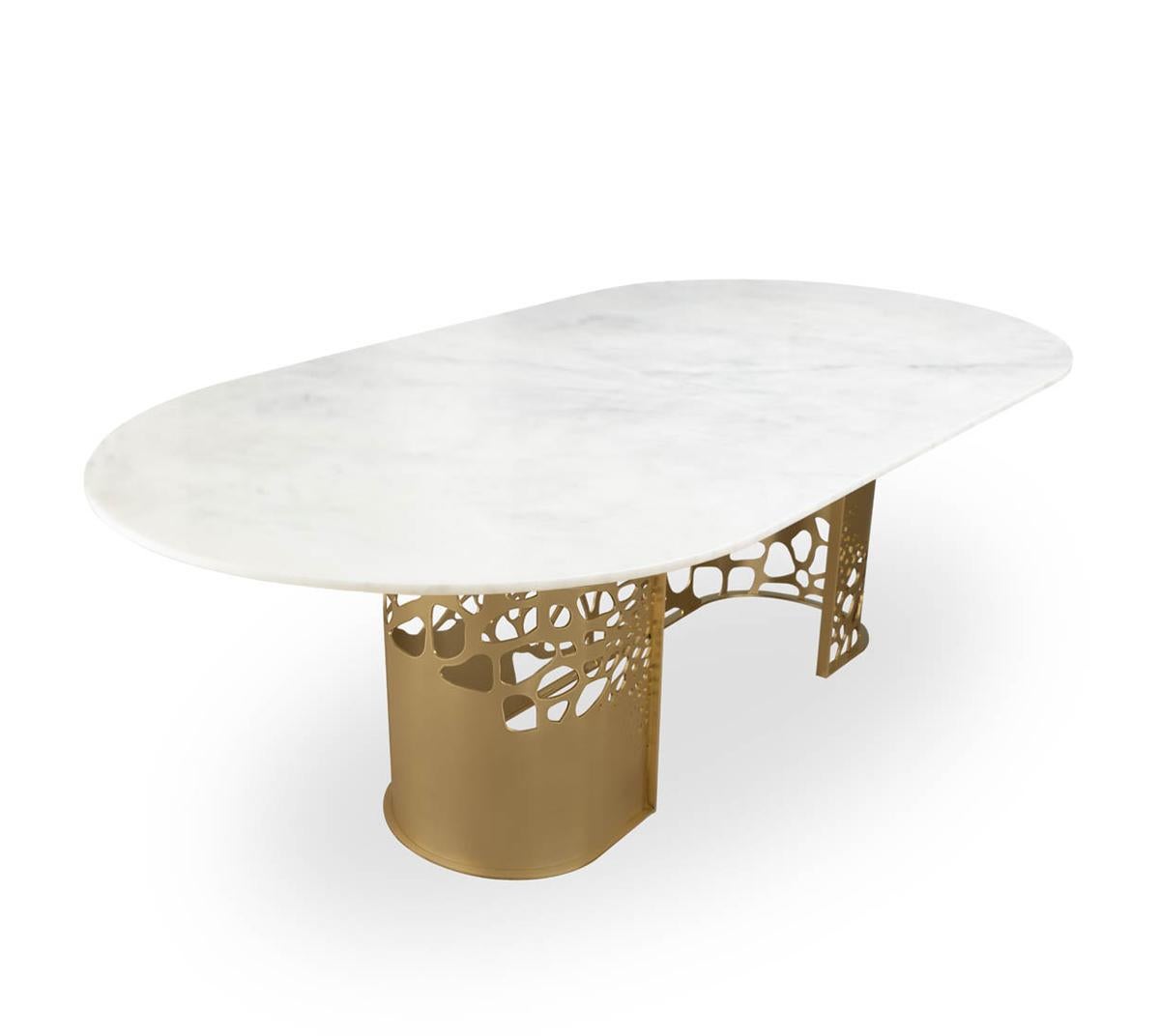 Post-Modern Lavish Calacatta Marble Dining Table by Memoir Essence For Sale