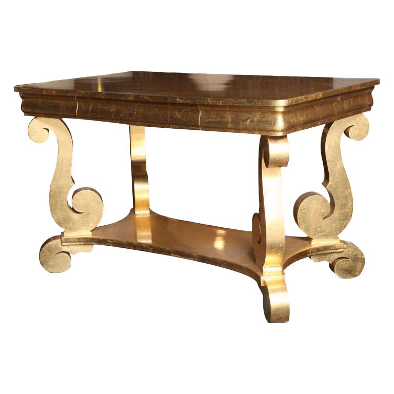 Lavish Gold Leafed Decorator Table For Sale