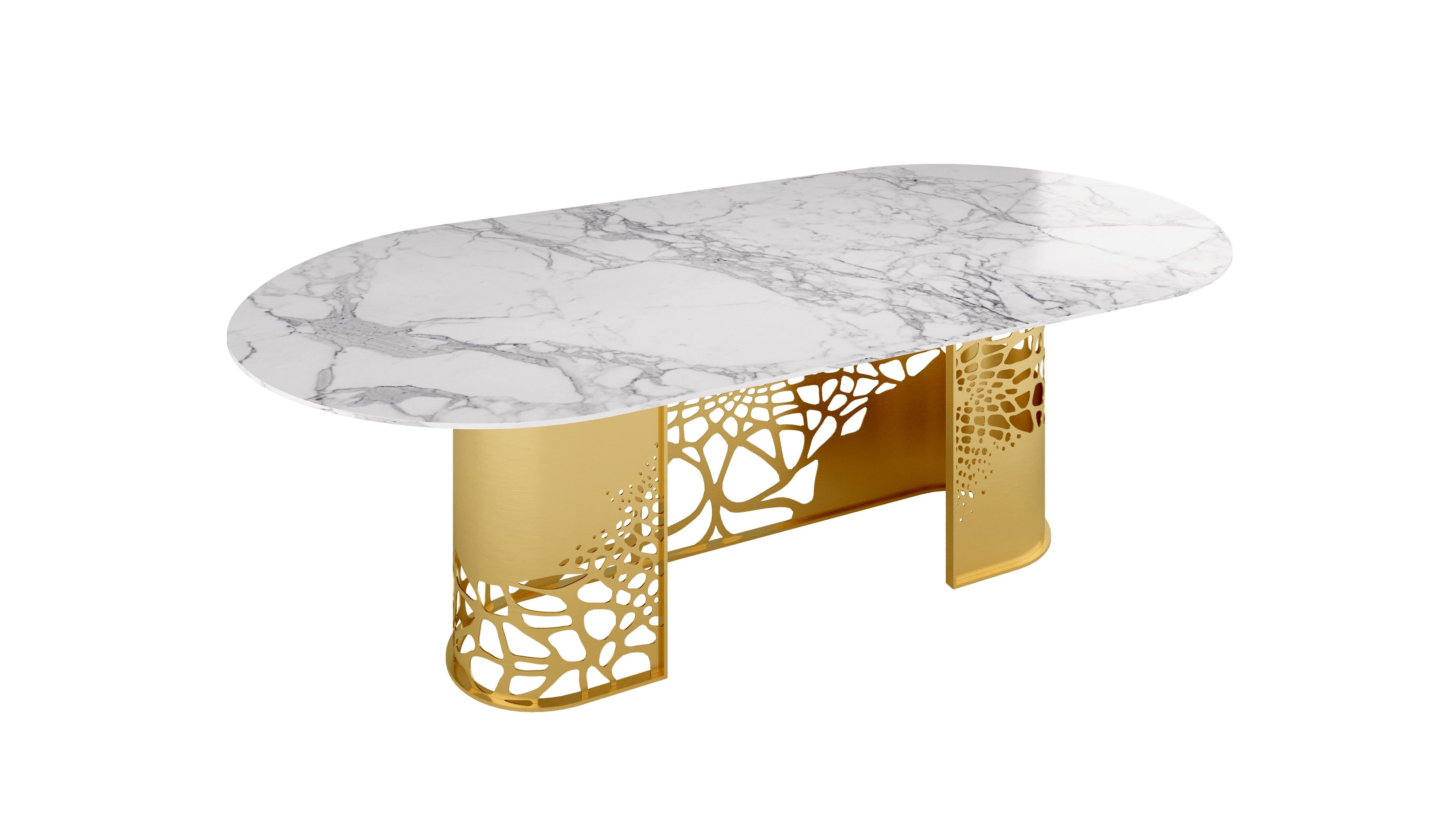 Post-Modern Lavish Ibiza Marble Dining Table by Memoir Essence For Sale