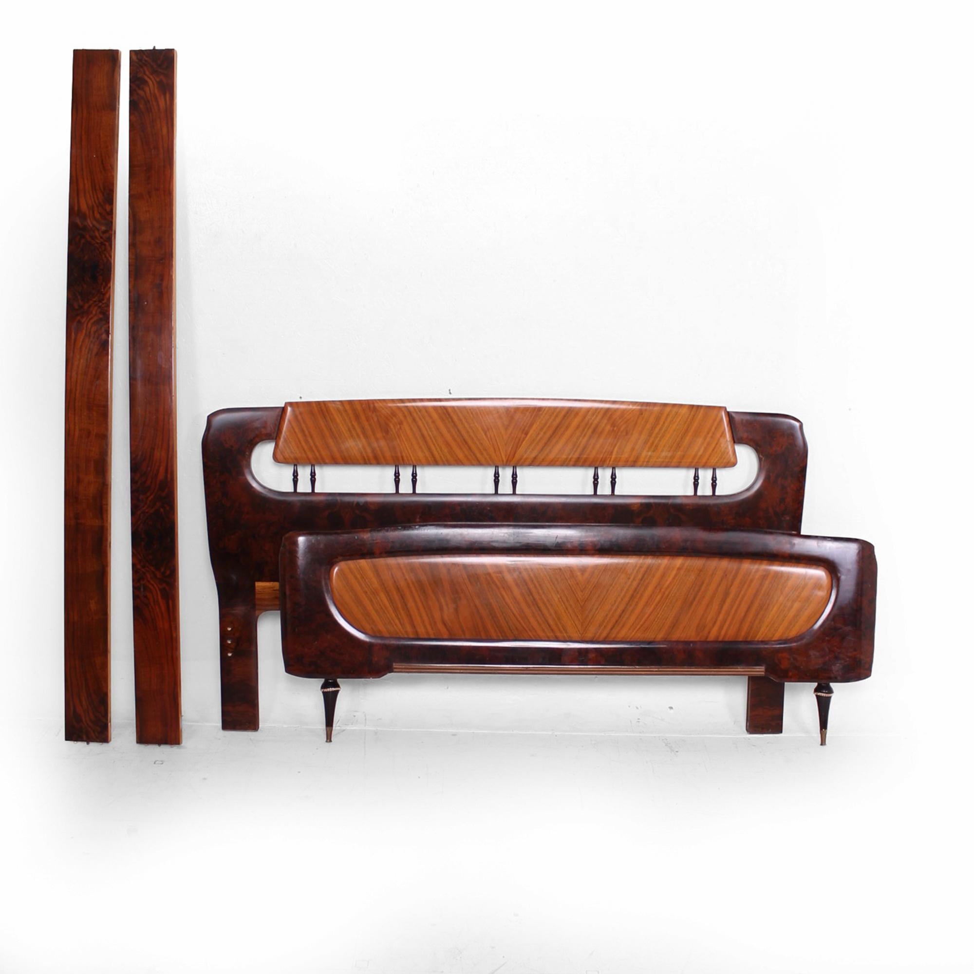 Mid-Century Modern 1950s Lavish Exotic Italian Burlwood Bed by Osvaldo Borsani Milan Italy