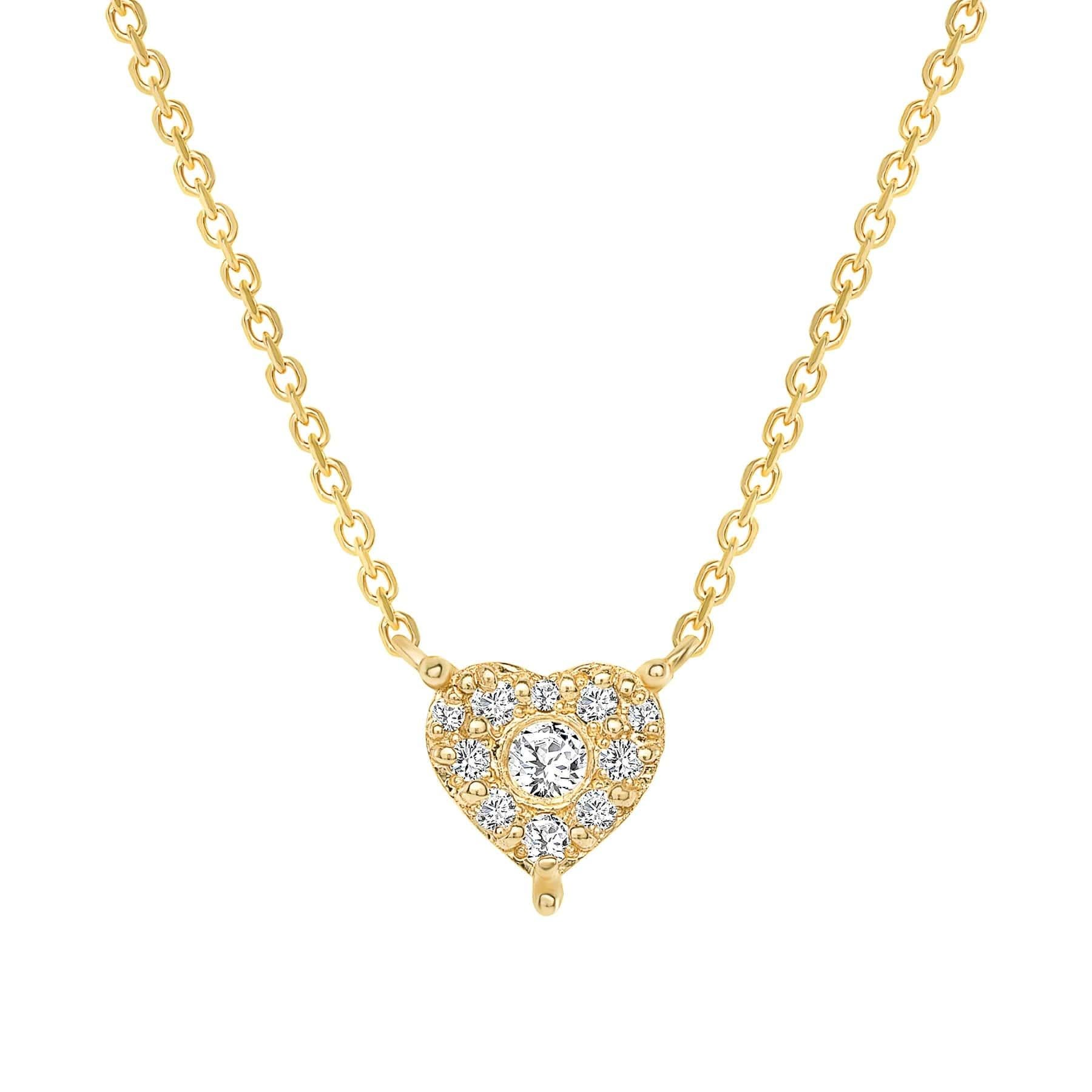 This stunning Diamond Heart Cluster 14K Gold Pendant Necklace is a symbol of elegance and love. Featuring brilliant natural earth-mined diamonds with a 0.50 carat total weight, this necklace adds a touch of sparkle to any occasion.

Gold :