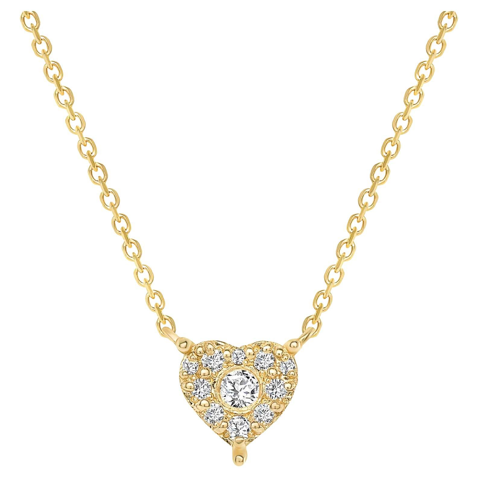 Diamond Heart Cluster 14K Gold Pendant Necklace