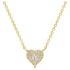 Diamant-Herz-Cluster-Halskette mit 14 Karat Gold-Anhänger