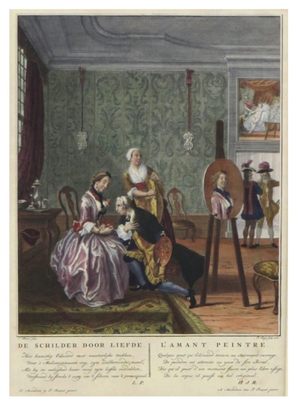 lavishly colored and gold-heightened prints about Dutch 18th-century life 5