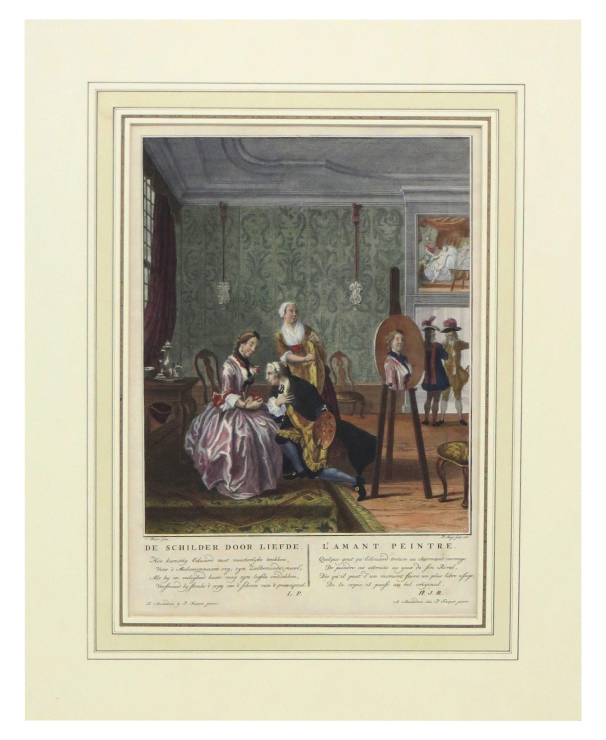 18th Century lavishly colored and gold-heightened prints about Dutch 18th-century life For Sale