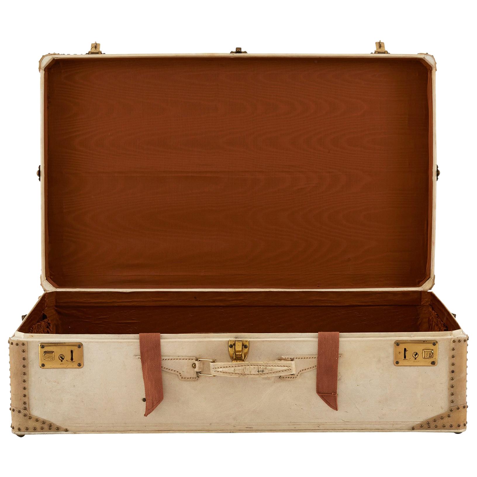 Lavoët Cream Leather Valise Suitcase with Satin Lining