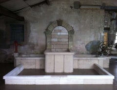 French Fountain "Lavoire" Hand-Carved Limestone France 20th Century
