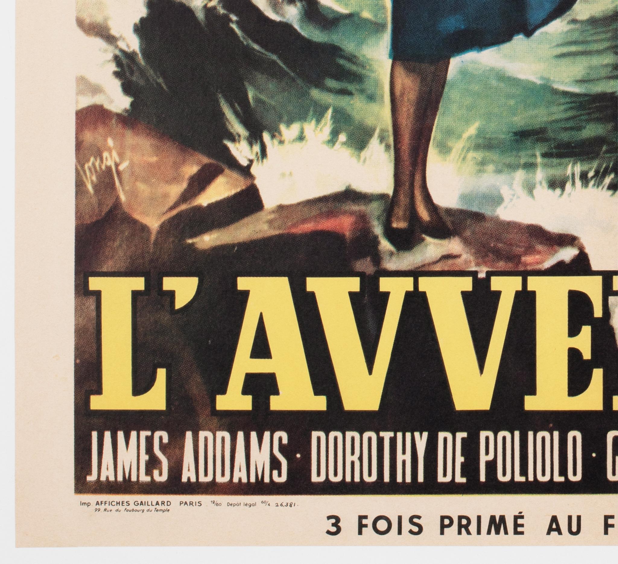 L'Avventura 1960 Cartel de la película francesa Moyenne, Carlantonio Longi en venta 1