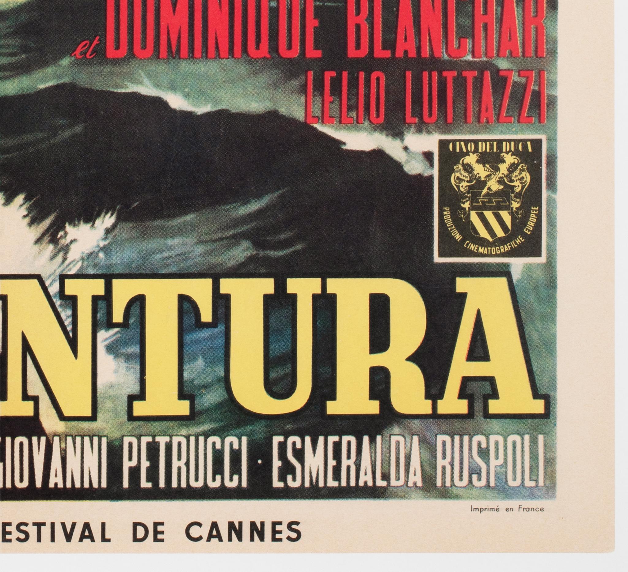 L'Avventura 1960 Cartel de la película francesa Moyenne, Carlantonio Longi en venta 2