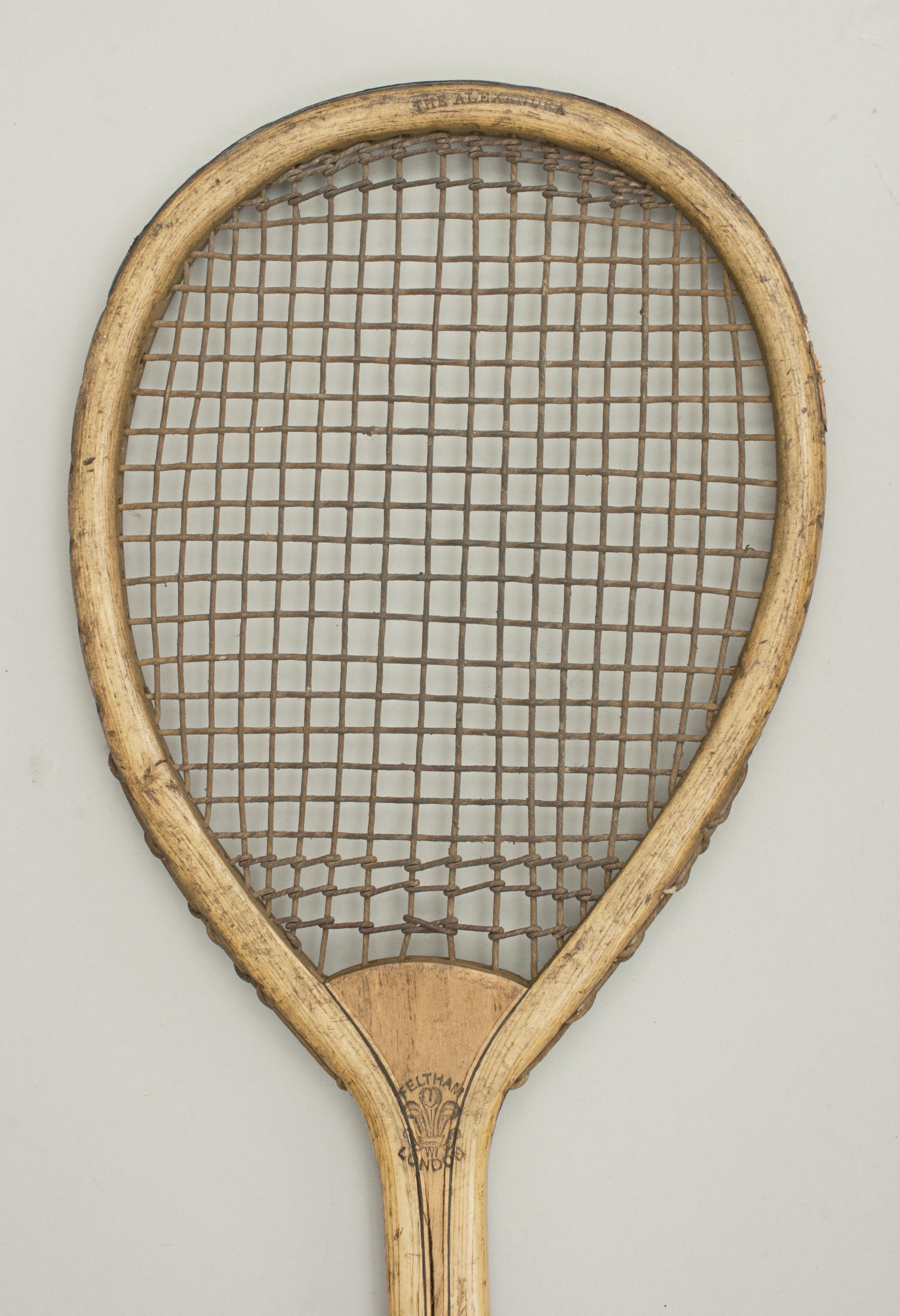 English Antique Lawn Tennis Racket, Alexandra by Feltham