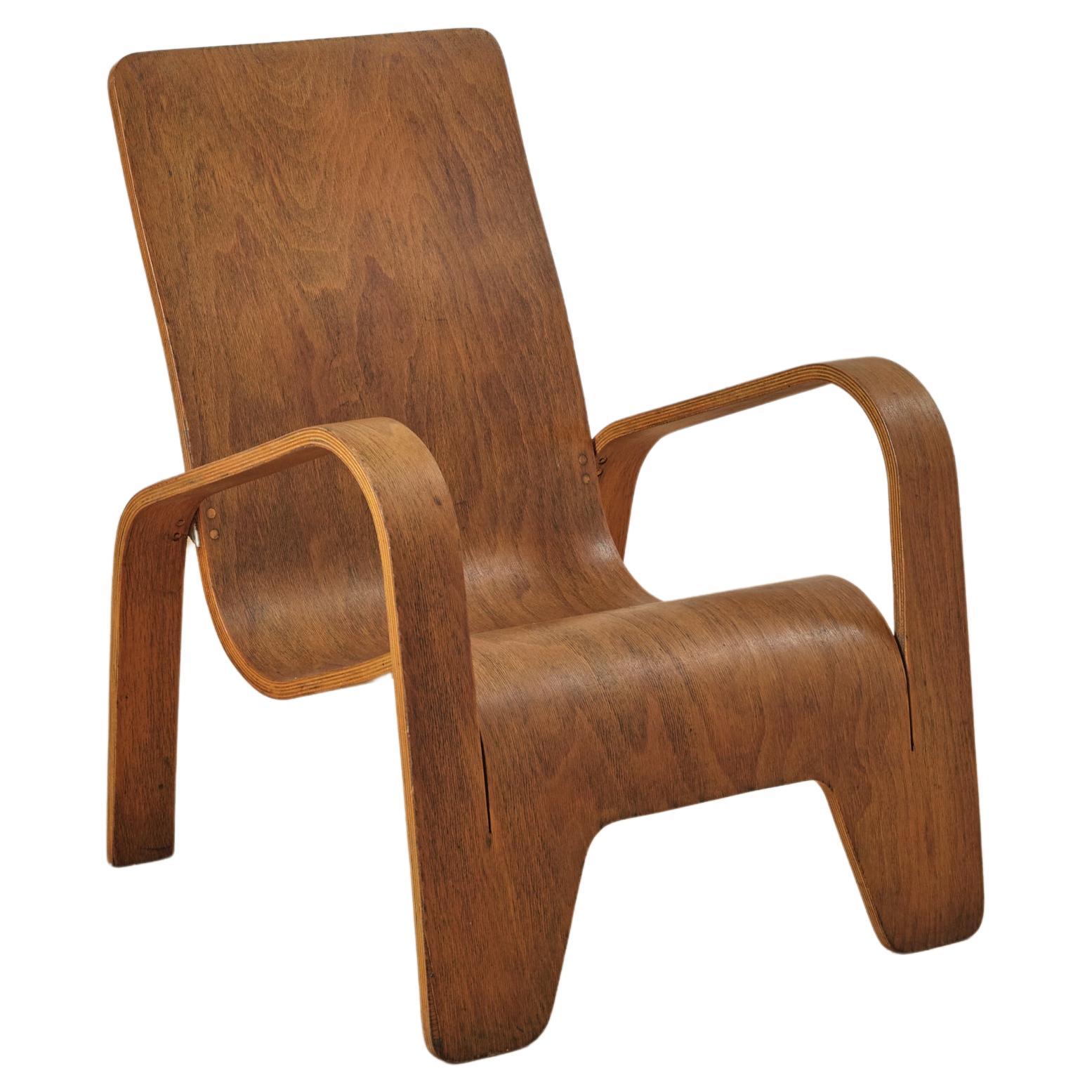  LaWo1 Wooden Lounge Chair by Han Pieck for Lawo Ommen en vente