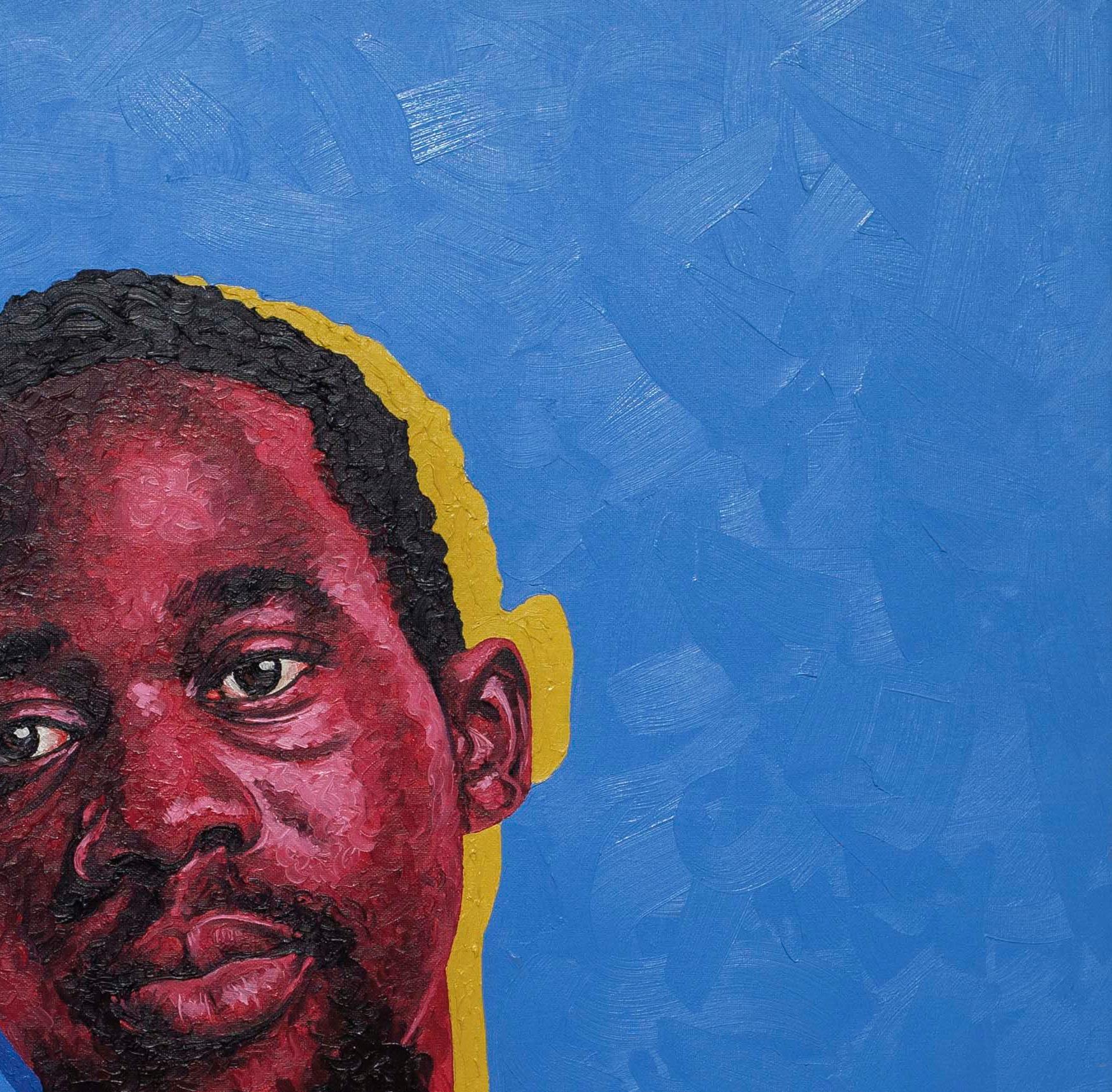 Sankofa - Siglo XXI, Contemporáneo, Retrato Figurativo, Hombre, Arte Moderno, Óleo - Figurative Painting Azul de Lawrence Amoo