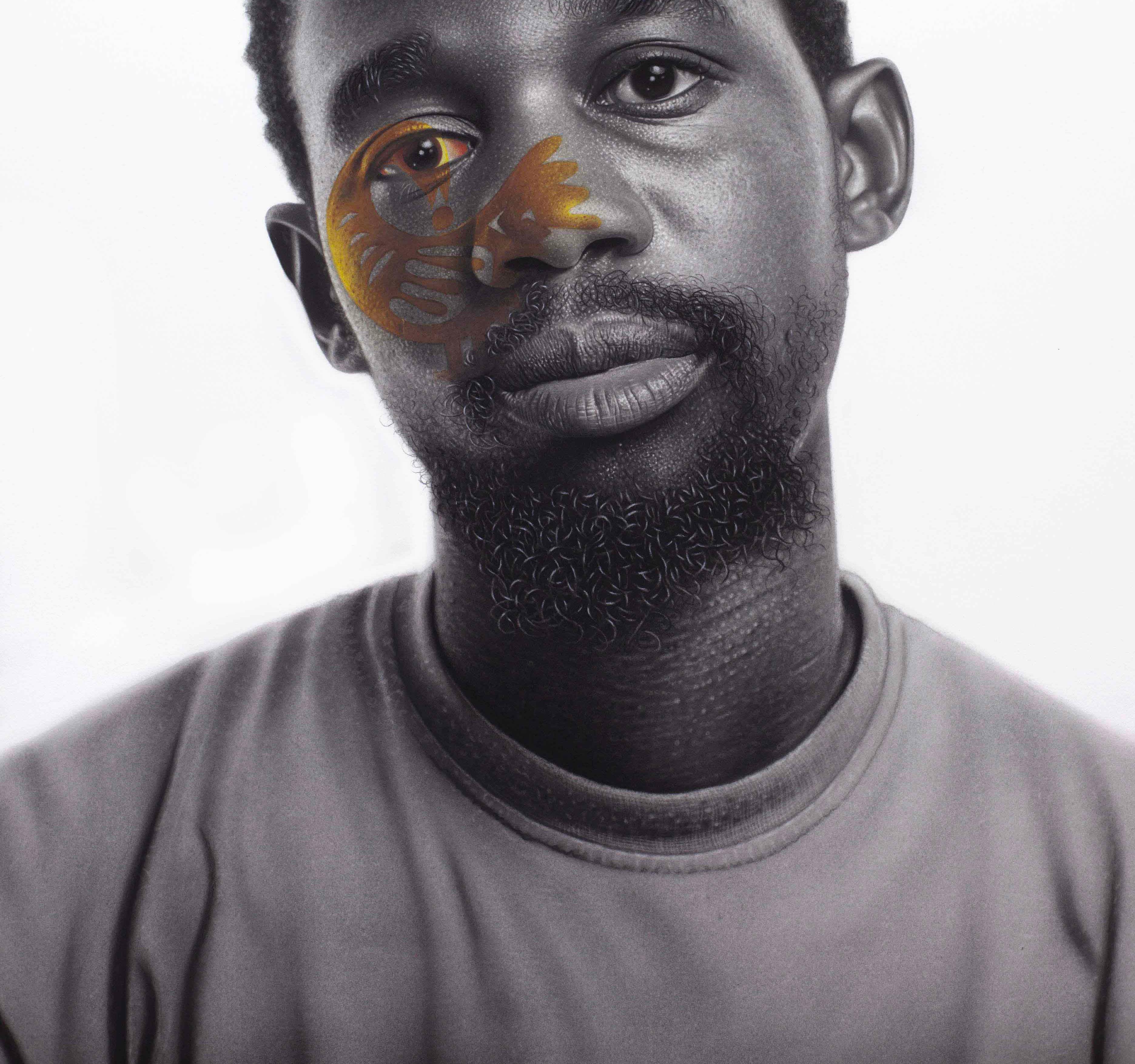Sankofa II -21° secolo, Contemporaneo, Ritratto figurativo, Uomo, Tecnica mista in vendita 1