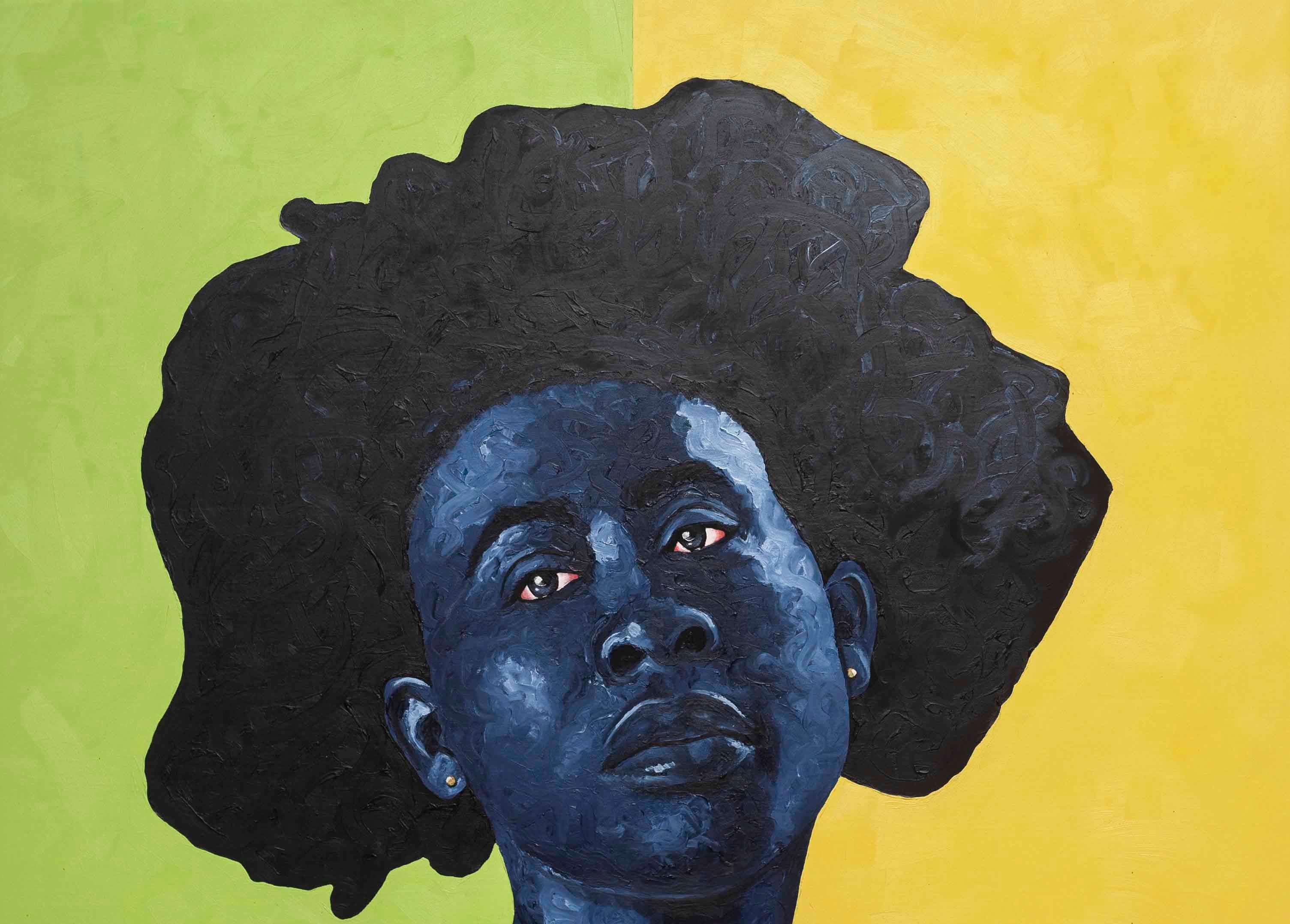 Belleza Fuerte -Siglo XXI, Contemporáneo, Figurativo, África Mujer Pelo, Moderno - Painting de Lawrence Amoo