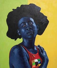 Belleza Fuerte -Siglo XXI, Contemporáneo, Figurativo, África Mujer Pelo, Moderno