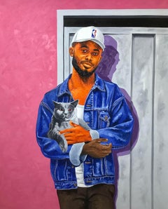 Tapiz de Amor - Siglo XXI, Contemporáneo, Figurativo, Hombre, Moderno, Gato