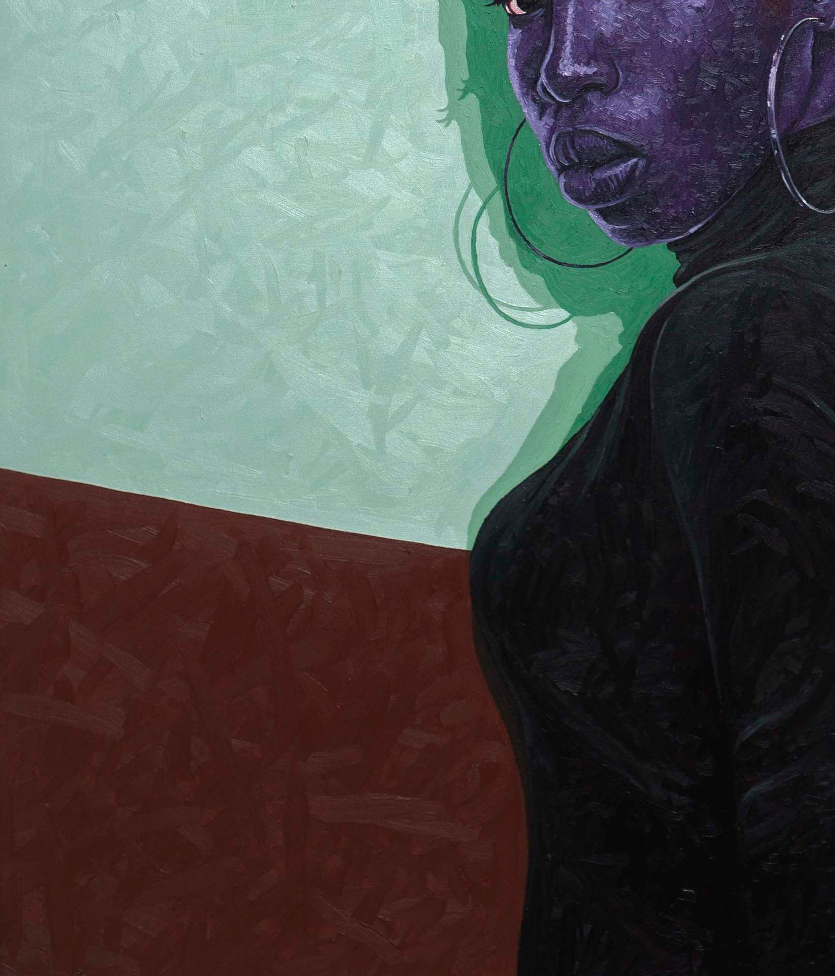 Ventana Al Alma - Siglo XXI, Contemporáneo, Figurativo, Mujer, Moderno, Rosa - Portrait Painting Azul de Lawrence Amoo