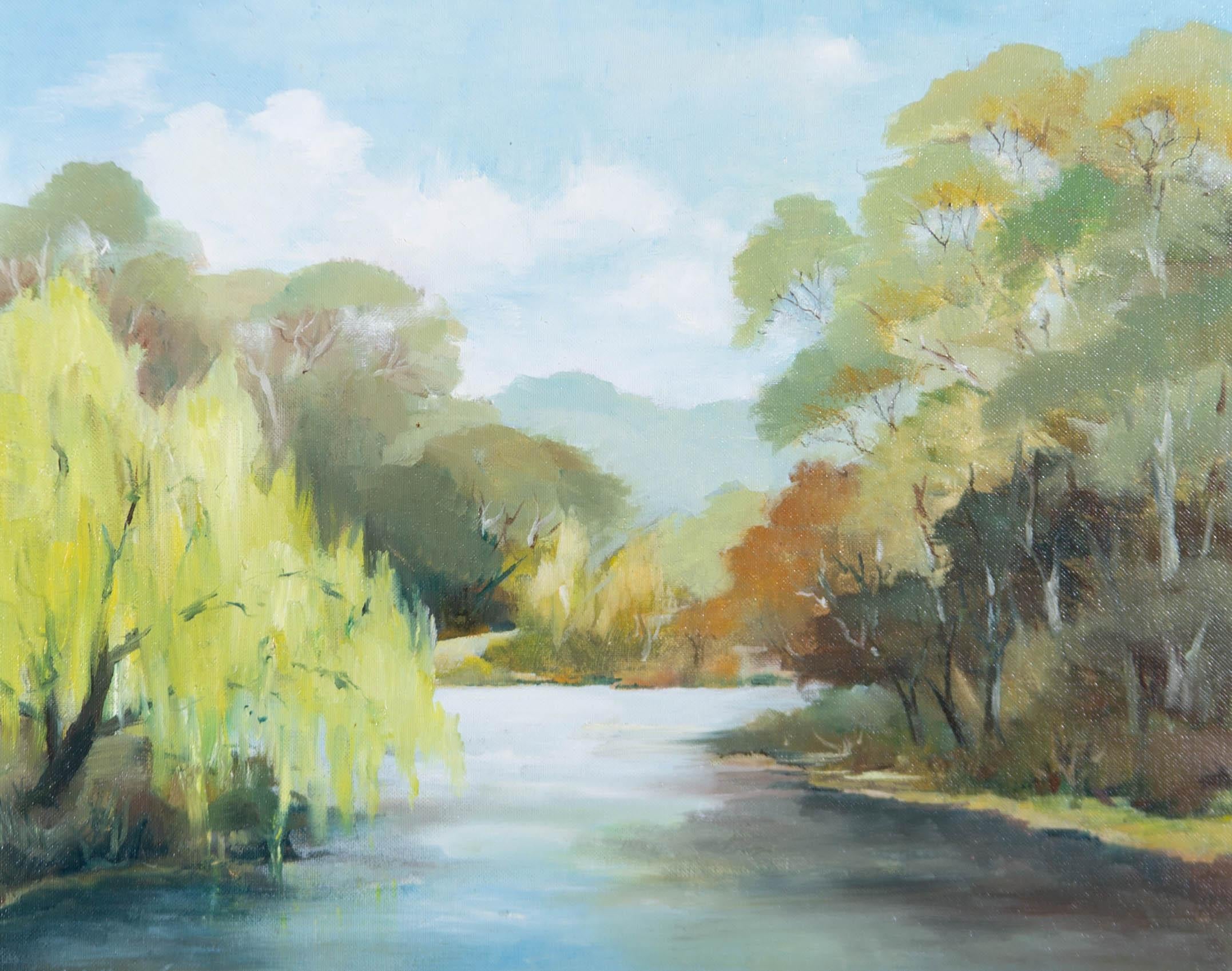 Lawrence Booker - Framed Contemporary Oil, Quiet River For Sale 1