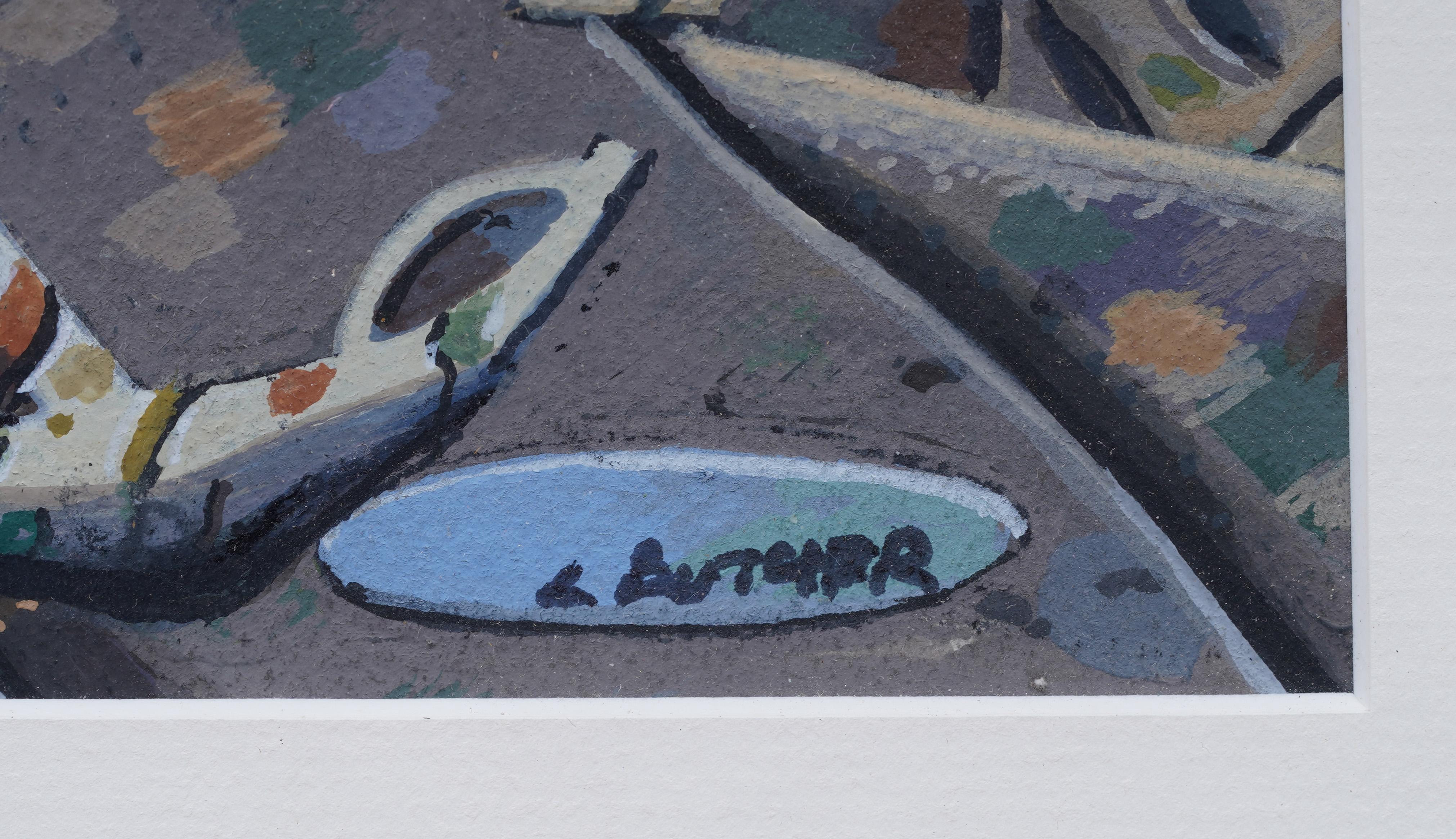 Antikes gerahmtes Meereslandschaftsgemälde der amerikanischen Moderne „Sailing off Long Island“ im Angebot 3