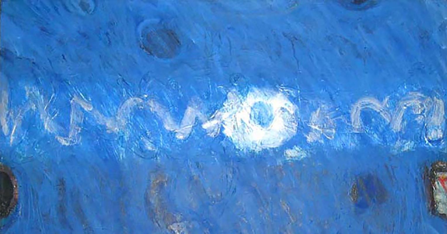 Peinture bleue à l'acrylique sur toile, Lawrence Calcagno, 1971 en vente 1