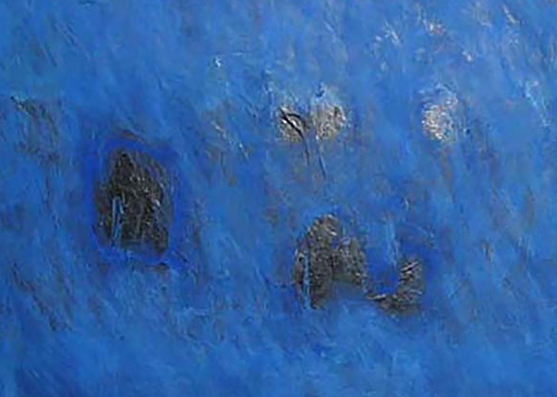 Peinture bleue à l'acrylique sur toile, Lawrence Calcagno, 1971 en vente 2