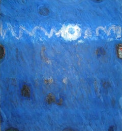 Peinture bleue à l'acrylique sur toile, Lawrence Calcagno, 1971