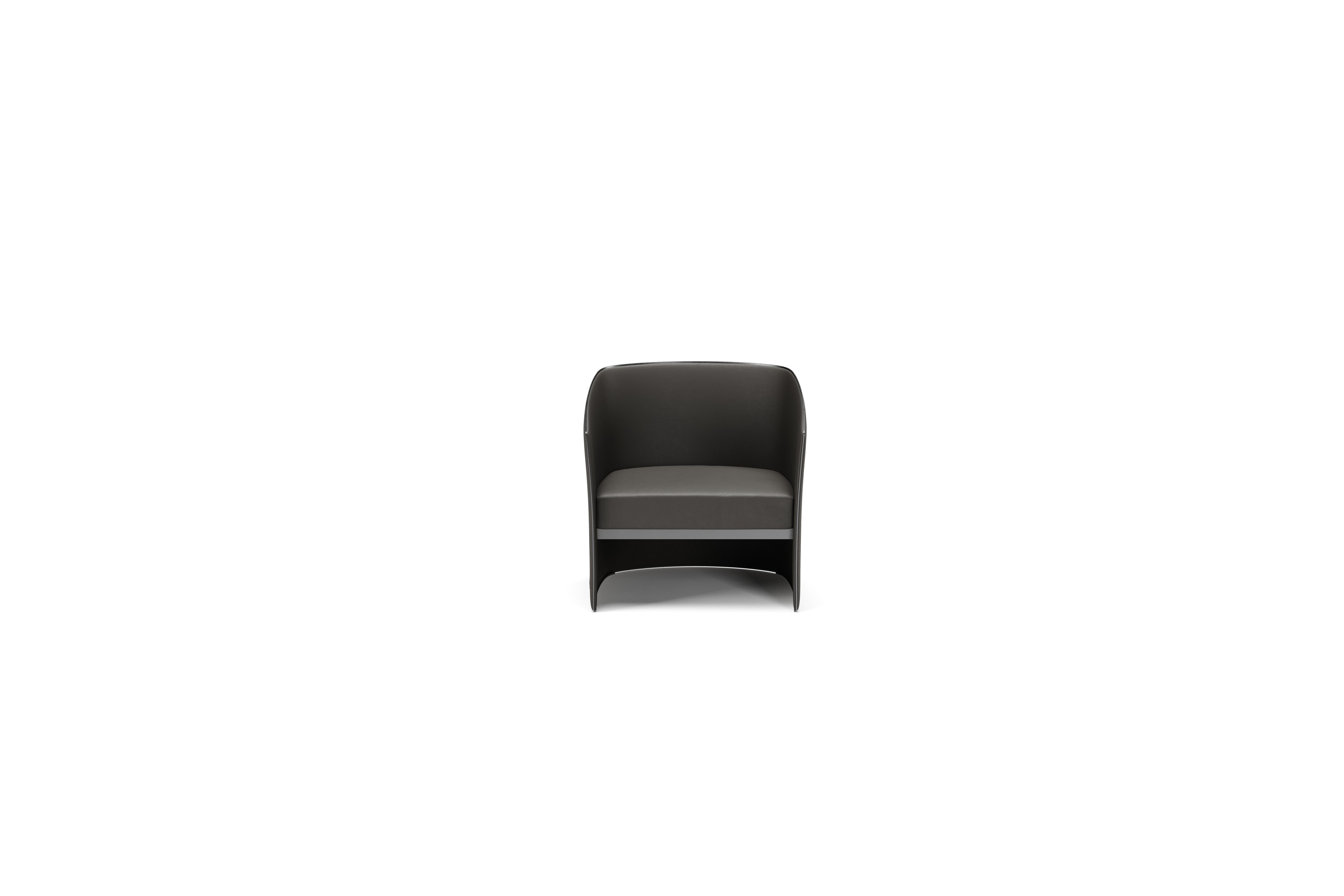 Modern Lawrence Contemporary Armchair Leather Seating Hardshell For Sale