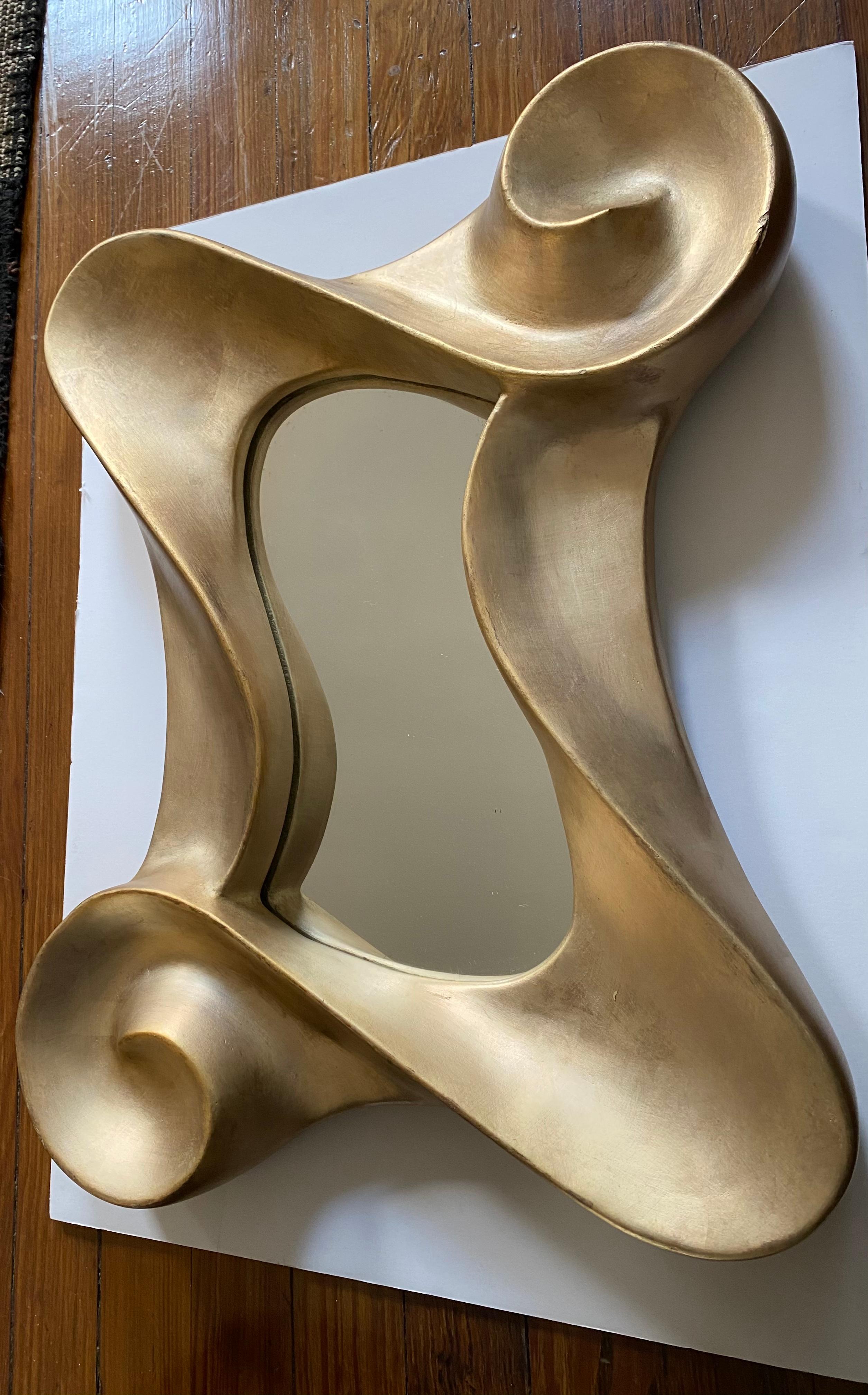 Plaster Lawrence De Martino Sculptural Gold Leaf Wall Mirror
