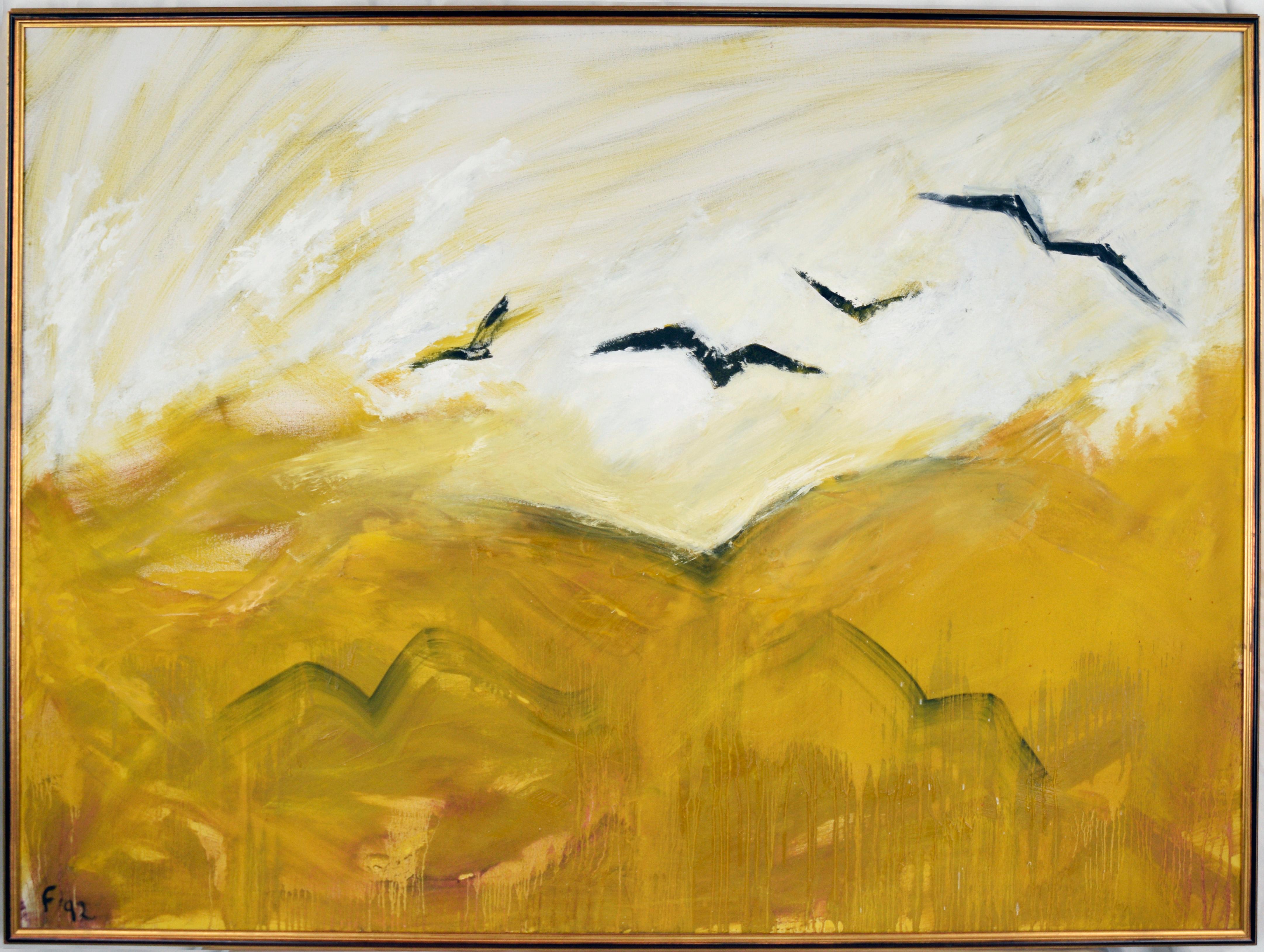 "Van Gogh Again" Original Oil on Canvas by Beat Poet Lawrence Ferlinghetti 1992