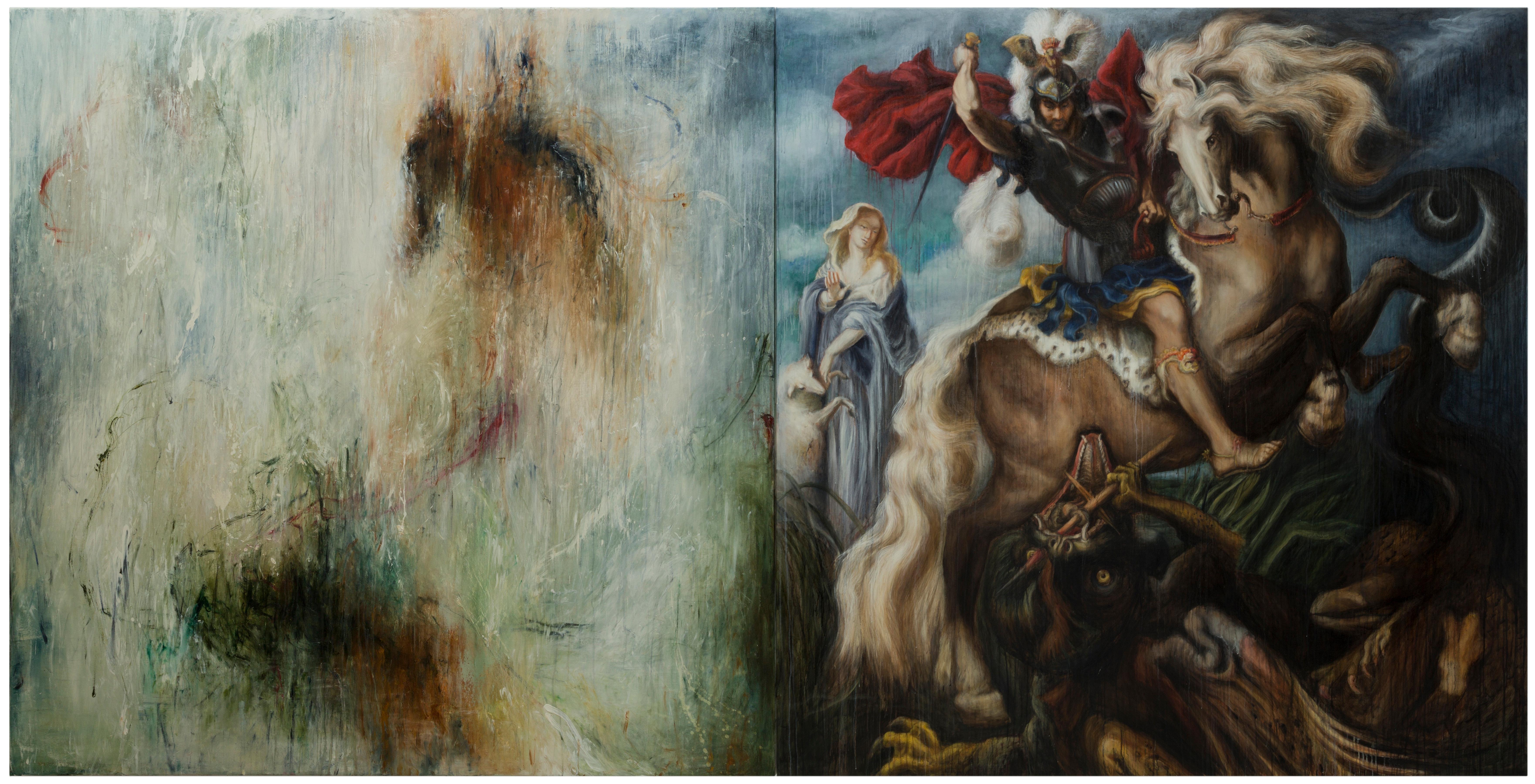 Lawrence Fodor Abstract Painting - St. George and the Dragon VIII (after Peter Paul Rubens)