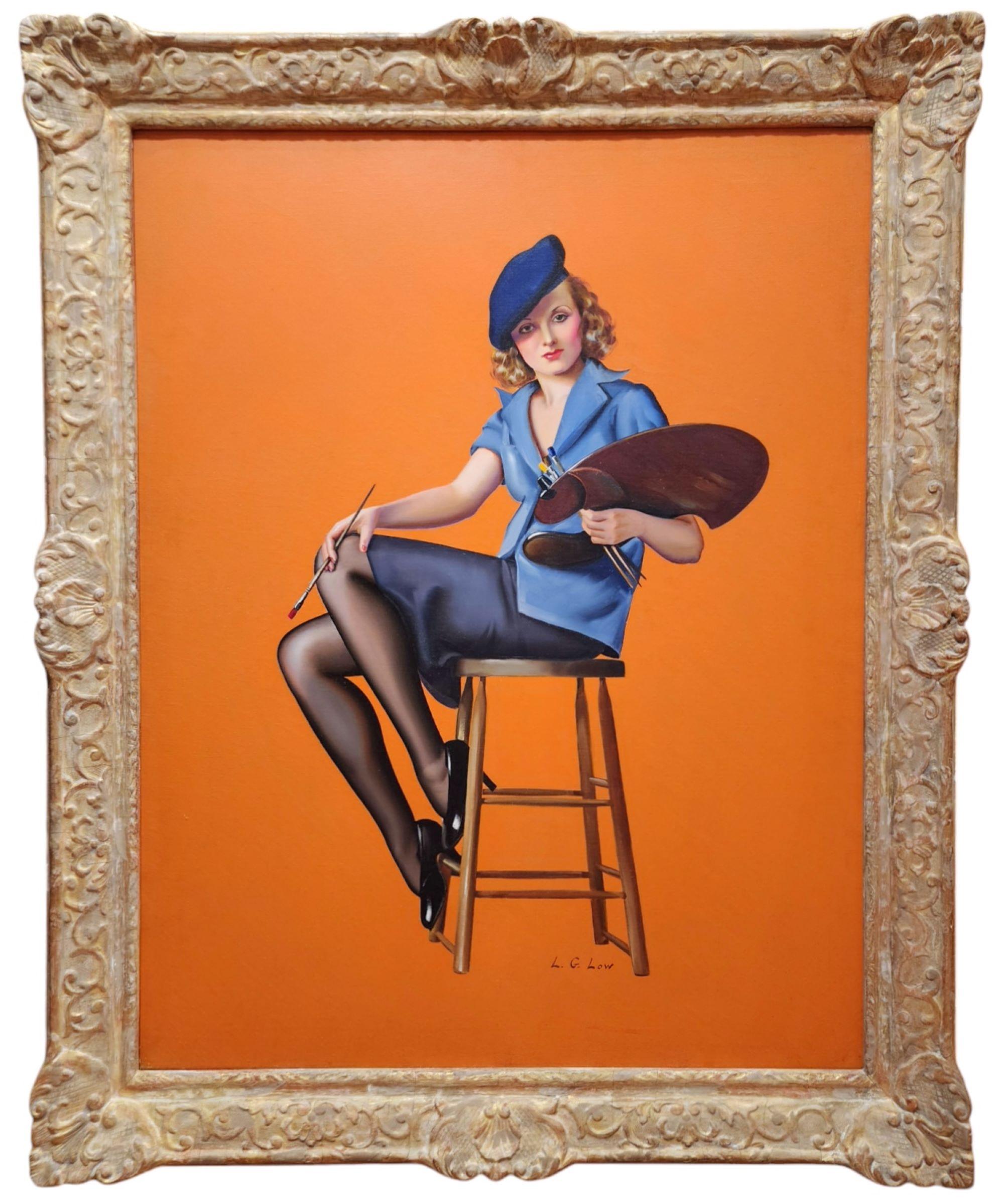 Mia moglie Myrtle con tavolozza e pennello, Art Deco