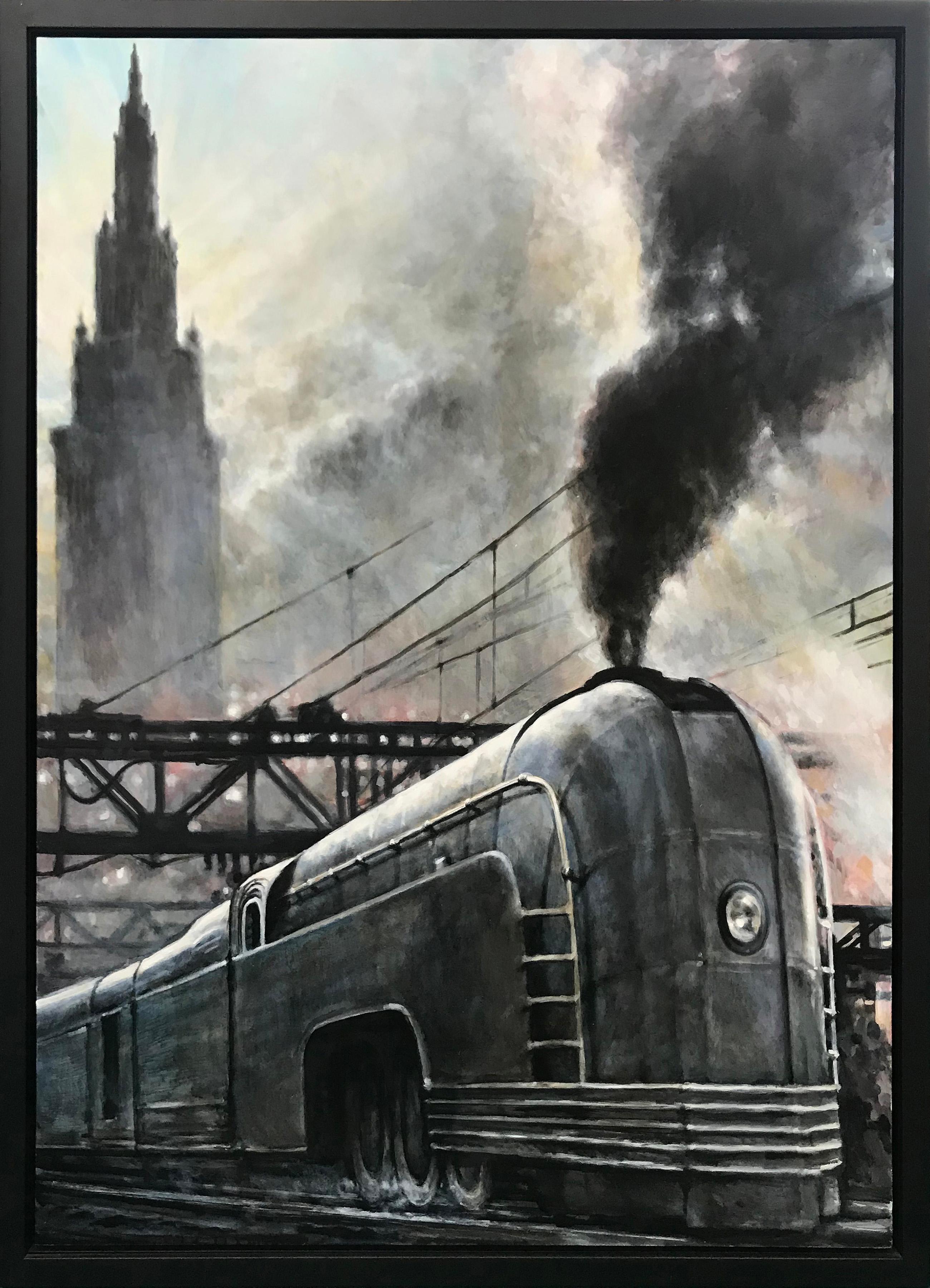 INDUSTRIAL (TRIPTYCH) - Painting by Lawrence Gipe