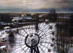 Russisches Drone-Gemälde Nr. 6 (Ferris-Rad bei Pripyat, 2016)