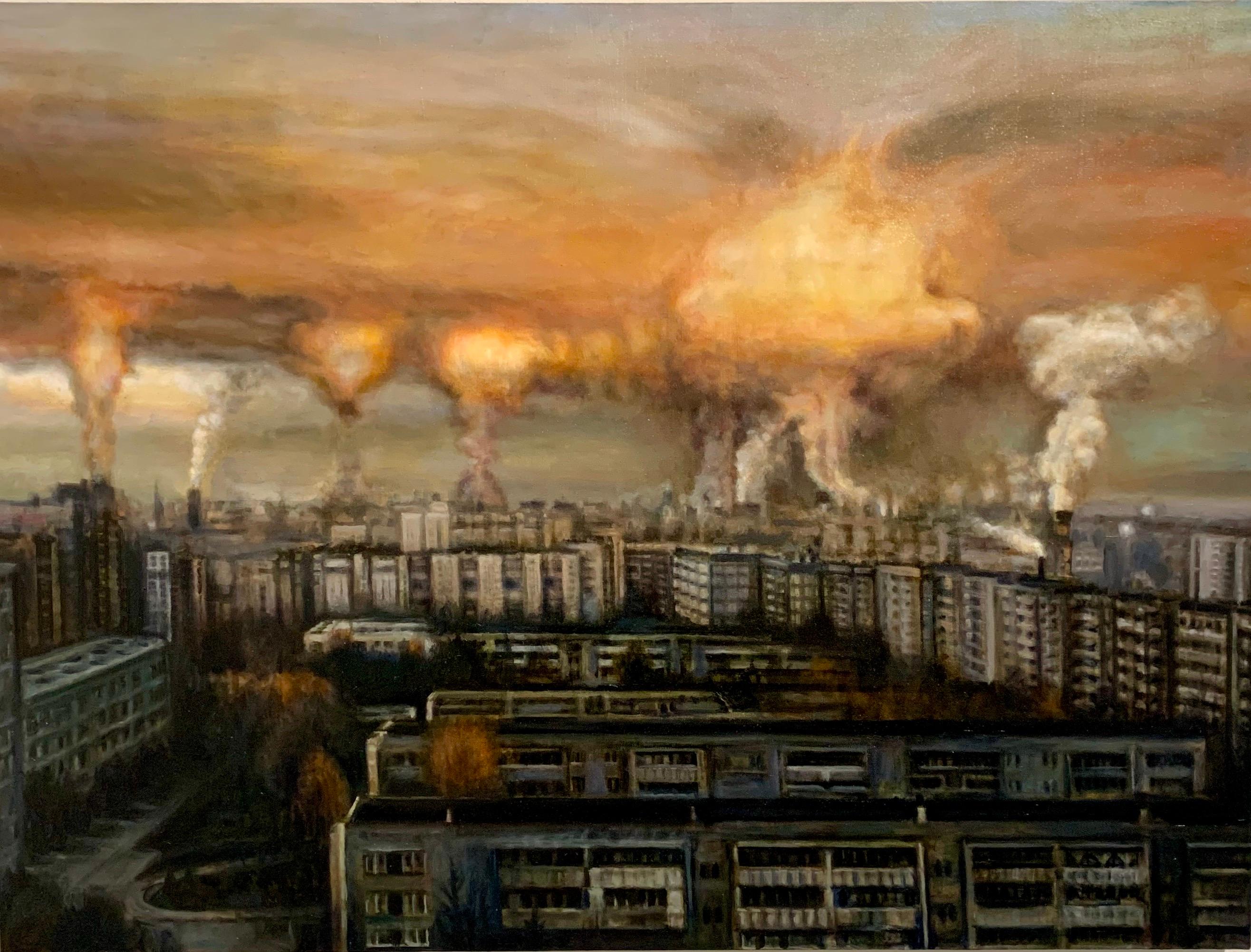 Lawrence Gipe Landscape Painting - Russian Drone Painting (Norilsk 2018)