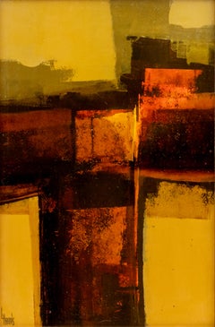 Larry Harris "Life in Between" Pittura astratta geometrica di metà secolo
