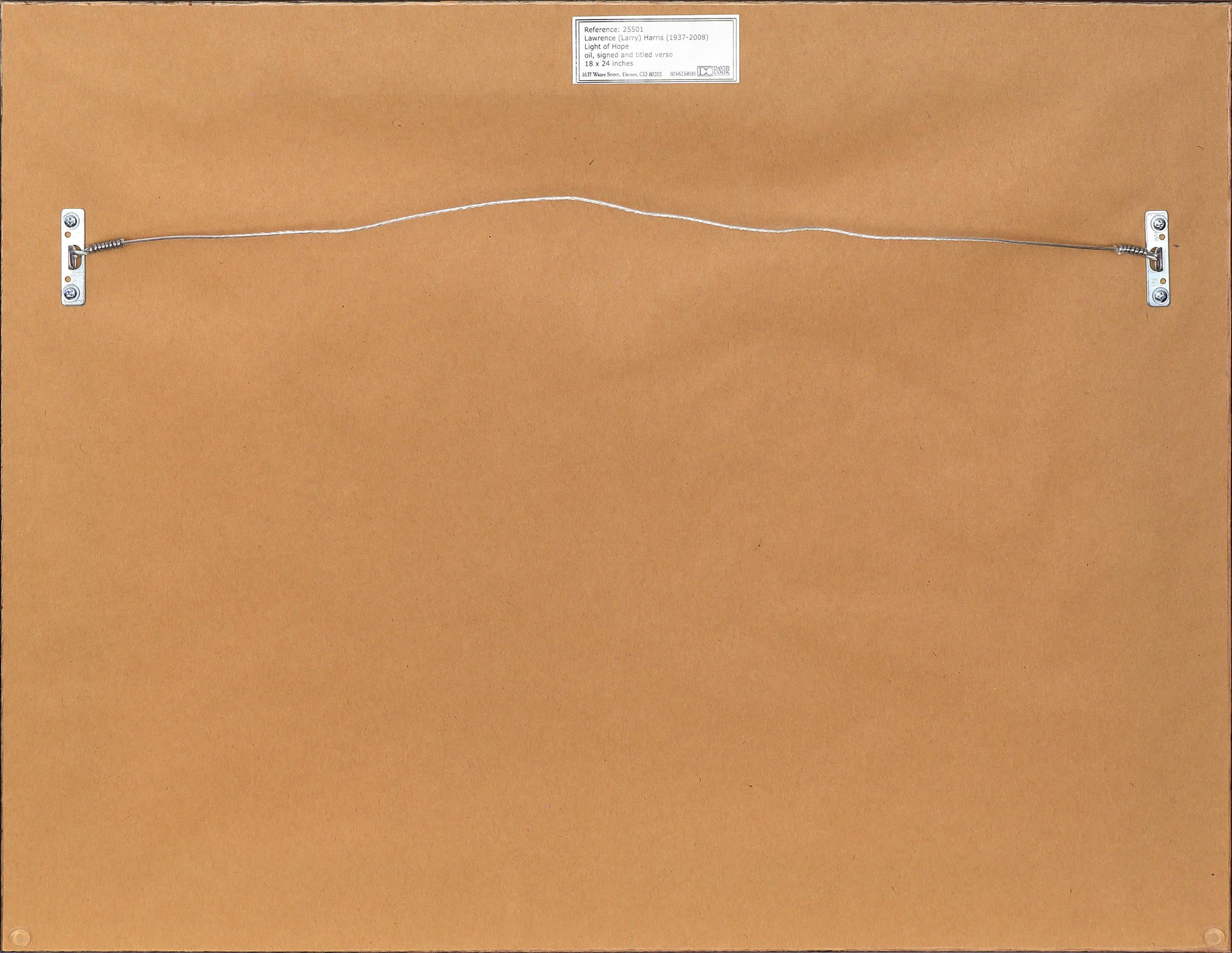 Light of Hope, pittura ad olio geometrica astratta degli anni '70, rosso, nero e marrone 6