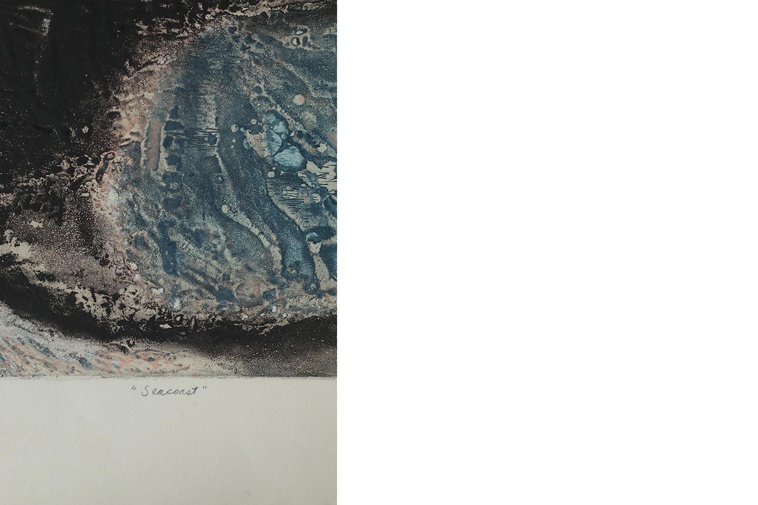 Lawrence Heyman, Seacoast, Etching on Arches Paper, 1960s In Good Condition For Sale In Warszawa, Mazowieckie