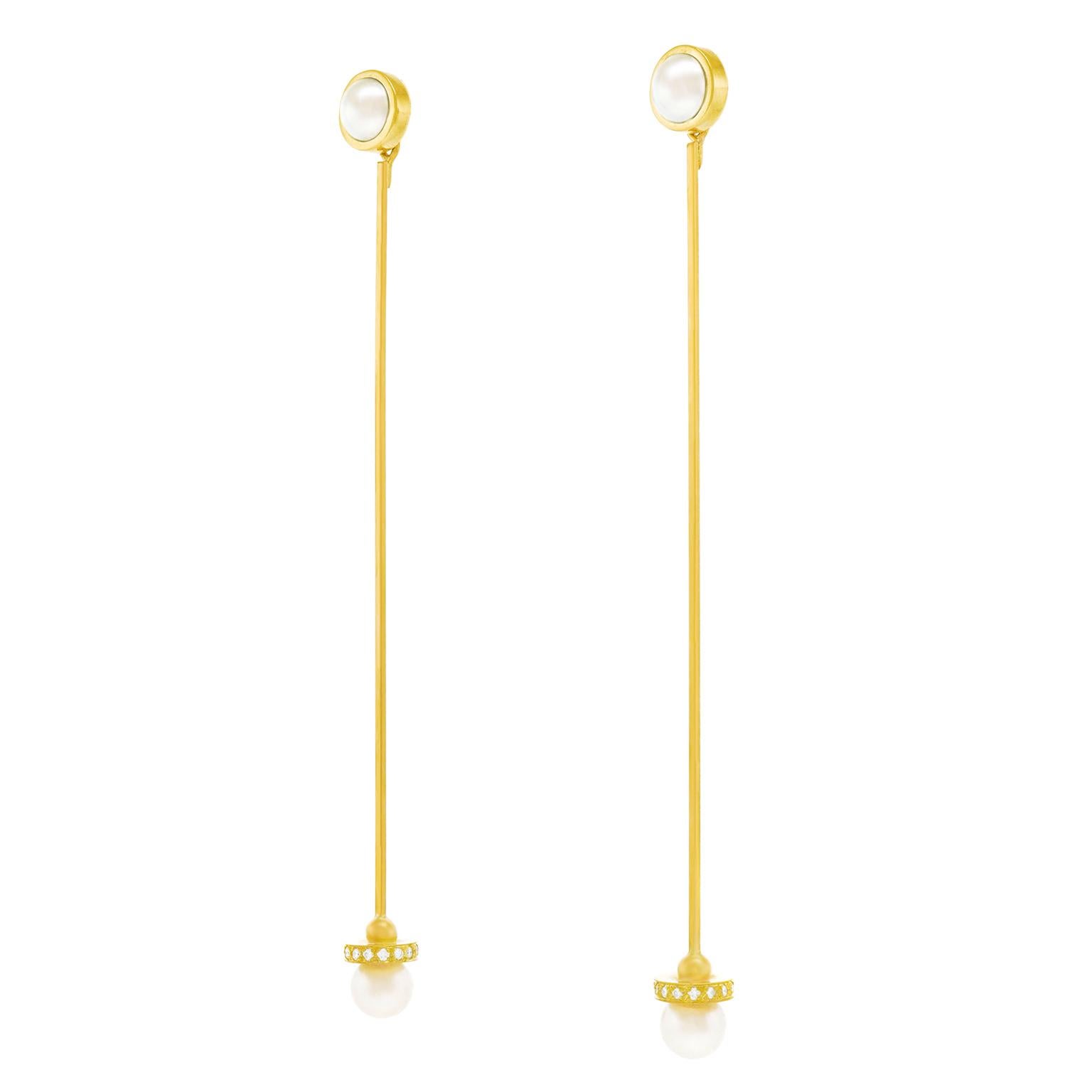 Brilliant Cut Lawrence Jeffrey Hyper Modernist Gold Earrings